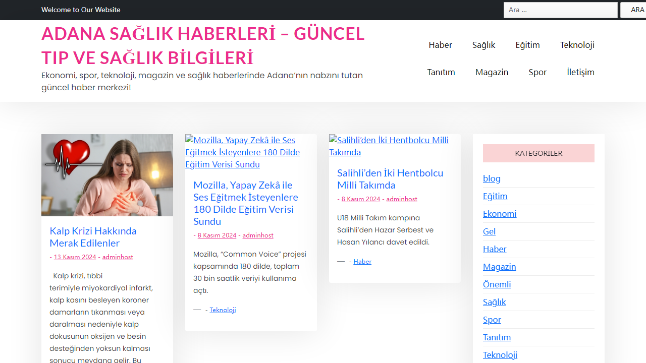 Adana Sağlık Haberleri - Güncel Tıp ve Sağlık Bilgileri - Ekonomi, spor, teknoloji, magazin ve sağlık haberlerinde Adana'nın nabzını tutan güncel haber merkezi!