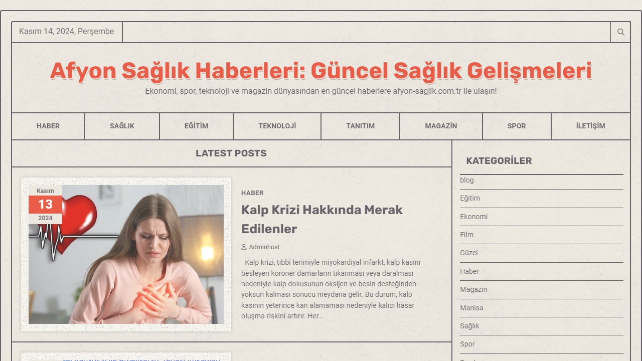 Afyon Sağlık Haberleri: Güncel Sağlık Gelişmeleri - Ekonomi, spor, teknoloji ve magazin dünyasından en güncel haberlere afyon-saglik.com.tr ile ulaşın!