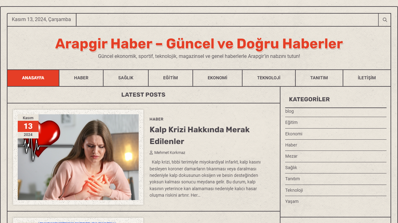 Arapgir Haber - Güncel ve Doğru Haberler - Güncel ekonomik, sportif, teknolojik, magazinsel ve genel haberlerle Arapgir'in nabzını tutun!