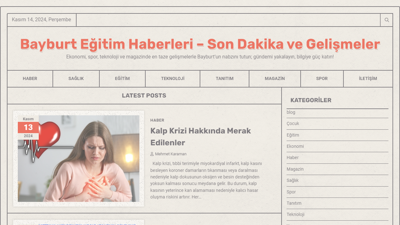 Bayburt Eğitim Haberleri - Son Dakika ve Gelişmeler - Ekonomi, spor, teknoloji ve magazinde en taze gelişmelerle Bayburt'un nabzını tutun; gündemi yakalayın, bilgiye güç katın!