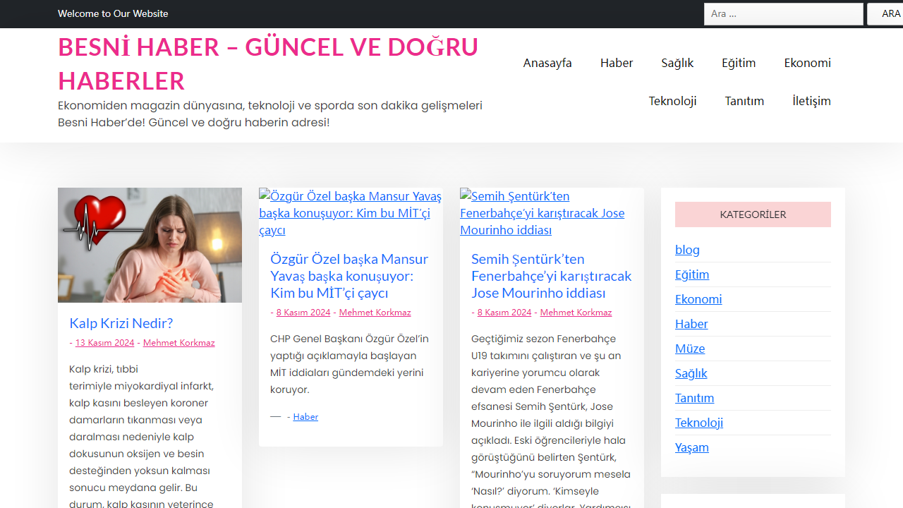 Besni Haber – Güncel ve Doğru Haberler – Ekonomiden magazin dünyasına, teknoloji ve sporda son dakika gelişmeleri Besni Haber’de! Güncel ve doğru haberin adresi!