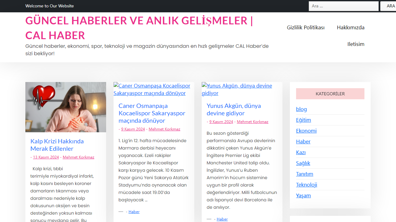 Güncel Haberler ve Anlık Gelişmeler | CAL Haber - Güncel haberler, ekonomi, spor, teknoloji ve magazin dünyasından en hızlı gelişmeler CAL Haber'de sizi bekliyor!