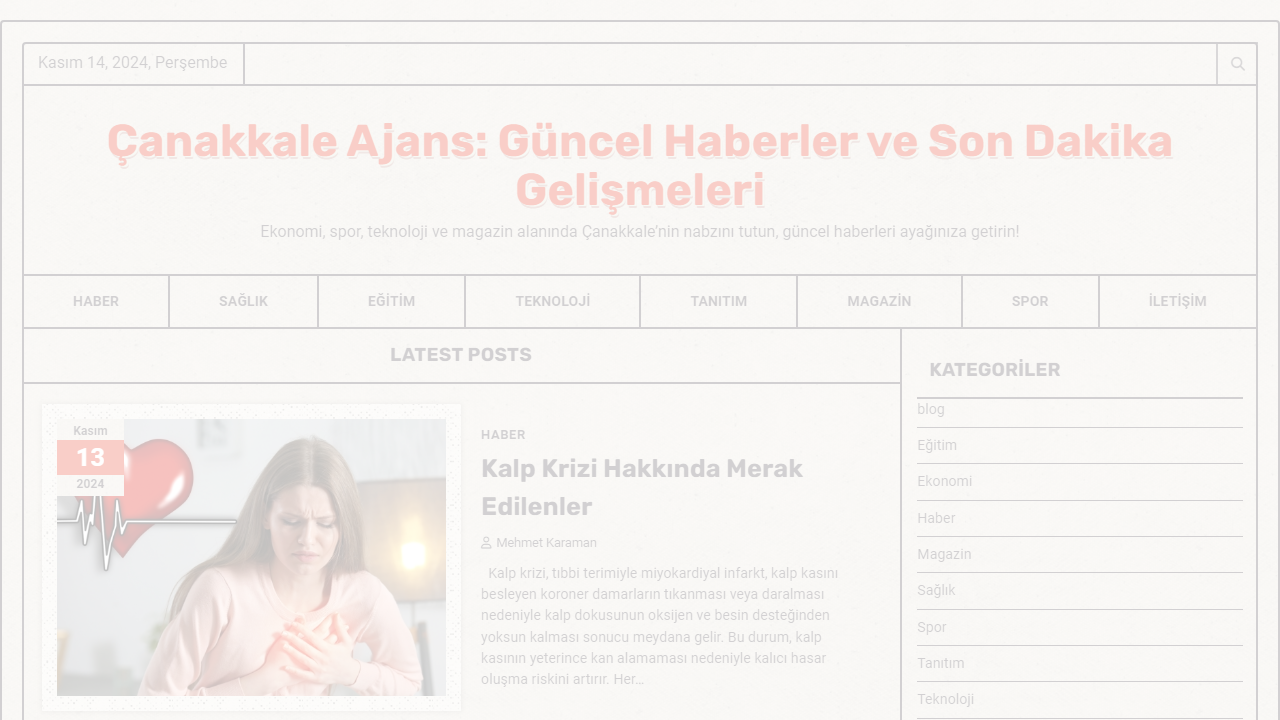 Çanakkale Ajans: Güncel Haberler ve Son Dakika Gelişmeleri - Ekonomi, spor, teknoloji ve magazin alanında Çanakkale'nin nabzını tutun, güncel haberleri ayağınıza getirin!