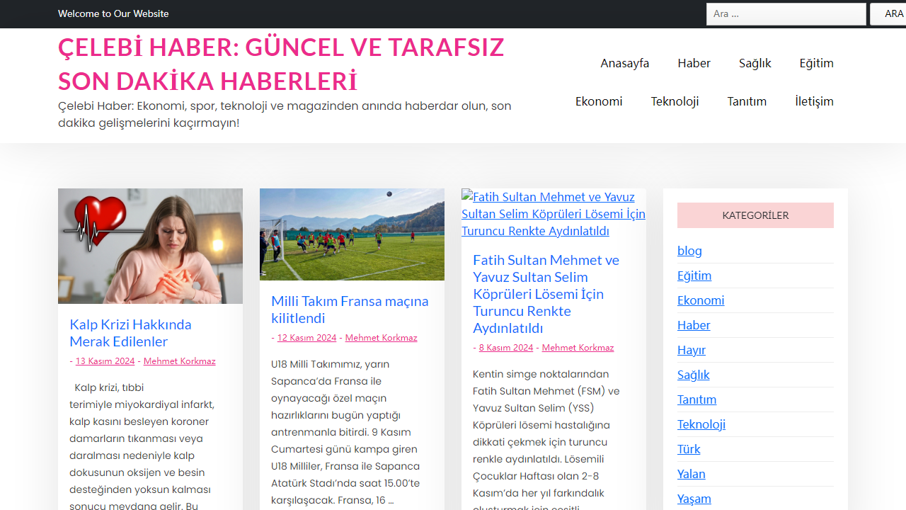 Çelebi Haber: Güncel ve Tarafsız Son Dakika Haberleri - Çelebi Haber: Ekonomi, spor, teknoloji ve magazinden anında haberdar olun, son dakika gelişmelerini kaçırmayın!