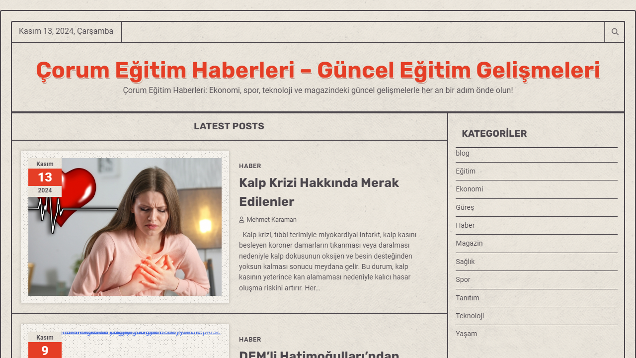 Çorum Eğitim Haberleri - Güncel Eğitim Gelişmeleri - Çorum Eğitim Haberleri: Ekonomi, spor, teknoloji ve magazindeki güncel gelişmelerle her an bir adım önde olun!