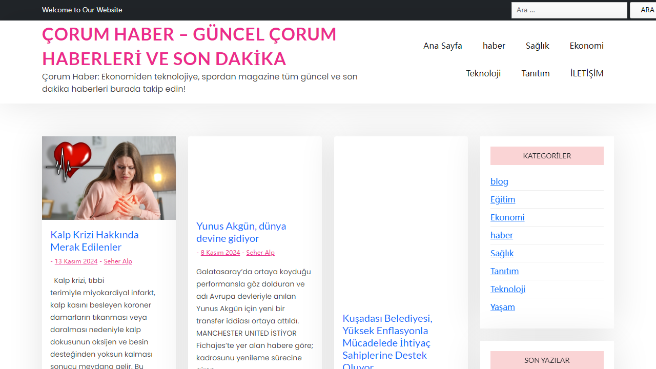 Çorum Haber – Güncel Çorum Haberleri ve Son Dakika - Çorum Haber: Ekonomiden teknolojiye, spordan magazine tüm güncel ve son dakika haberleri burada takip edin!