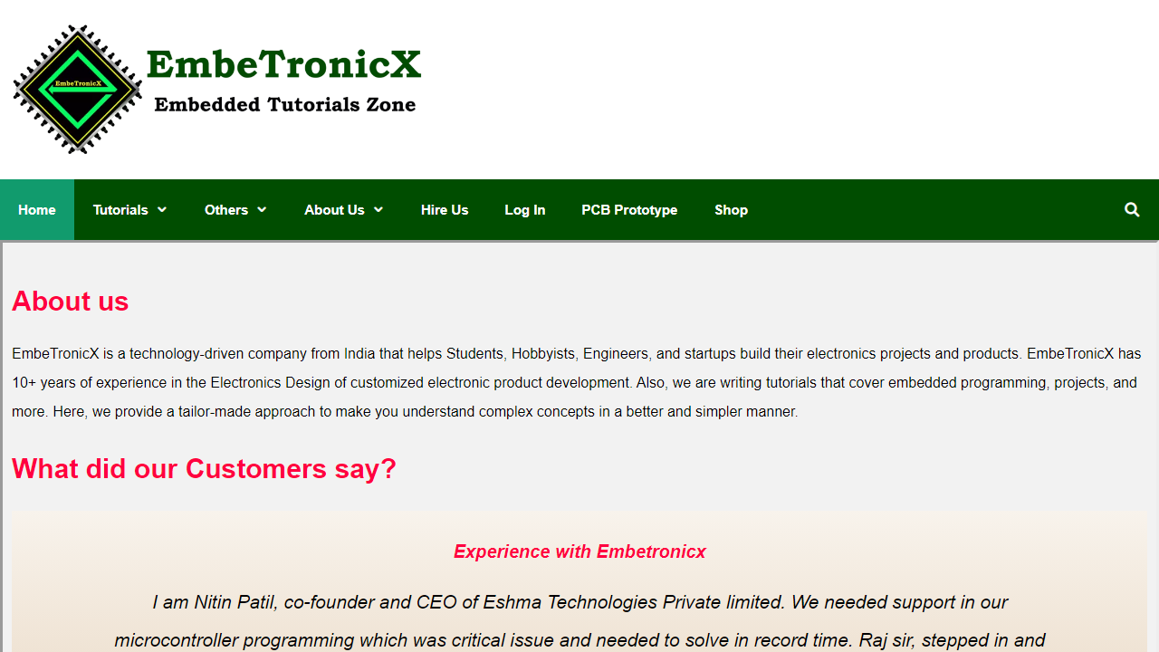 EmbeTronicX Tutorials ⋆ EmbeTronicX