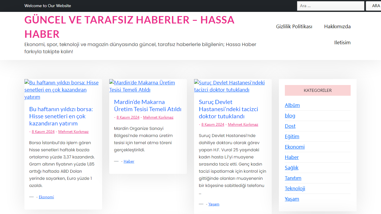 Güncel ve Tarafsız Haberler - Hassa Haber - Ekonomi, spor, teknoloji ve magazin dünyasında güncel, tarafsız haberlerle bilgilenin; Hassa Haber farkıyla takipte kalın!