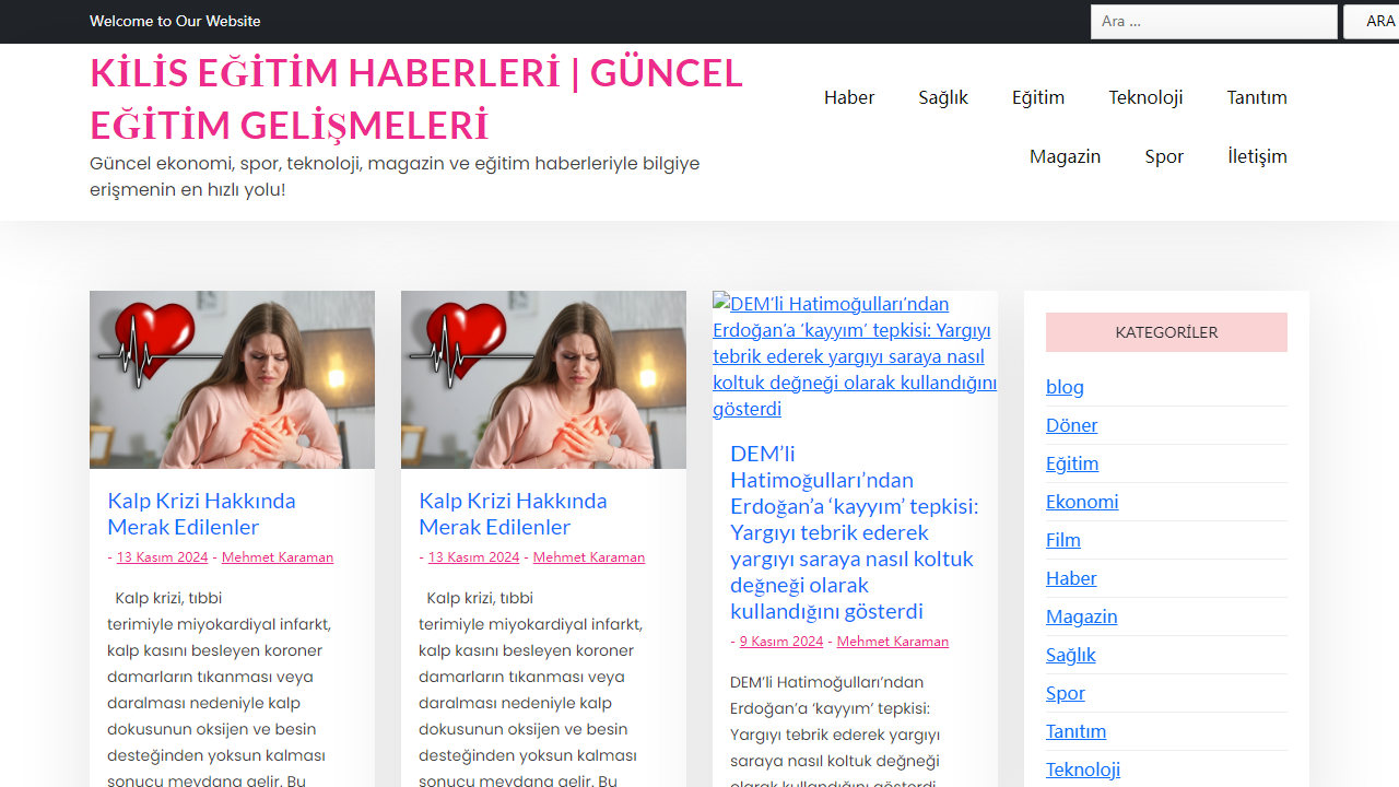 Kilis Eğitim Haberleri | Güncel Eğitim Gelişmeleri - Güncel ekonomi, spor, teknoloji, magazin ve eğitim haberleriyle bilgiye erişmenin en hızlı yolu!