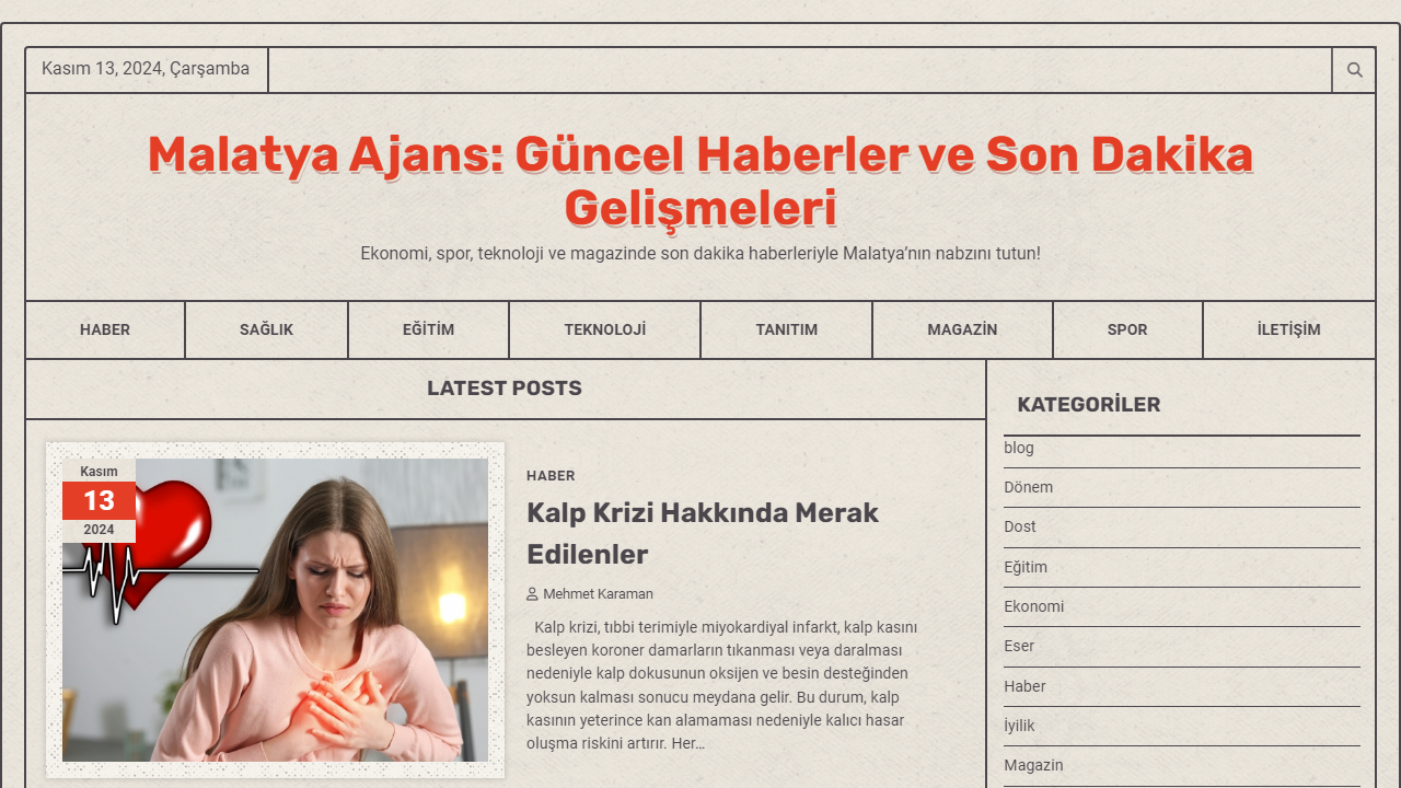 Malatya Ajans: Güncel Haberler ve Son Dakika Gelişmeleri - Ekonomi, spor, teknoloji ve magazinde son dakika haberleriyle Malatya'nın nabzını tutun!