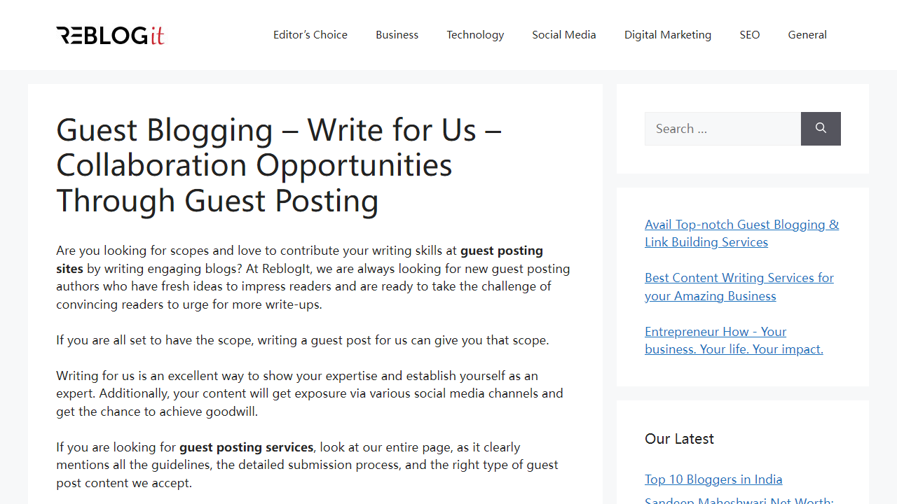 Write a Guest Post - Guest Posting Service - Guest Post Site