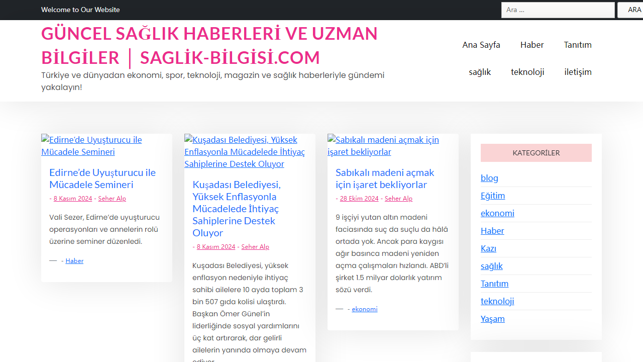 Güncel Sağlık Haberleri ve Uzman Bilgiler │ saglik-bilgisi.com - Türkiye ve dünyadan ekonomi, spor, teknoloji, magazin ve sağlık haberleriyle gündemi yakalayın!